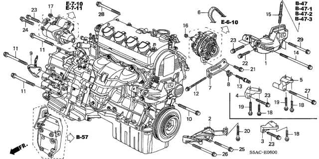 2005 honda civic engine parts diagram