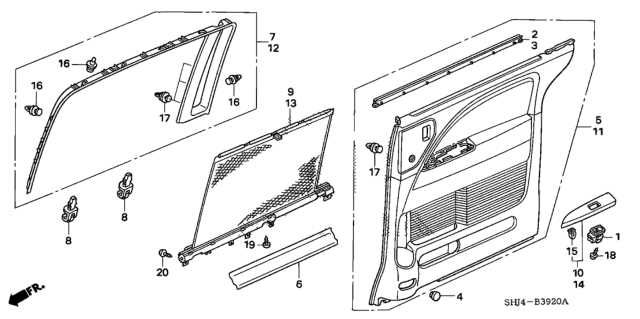 2005 honda odyssey sliding door parts diagram