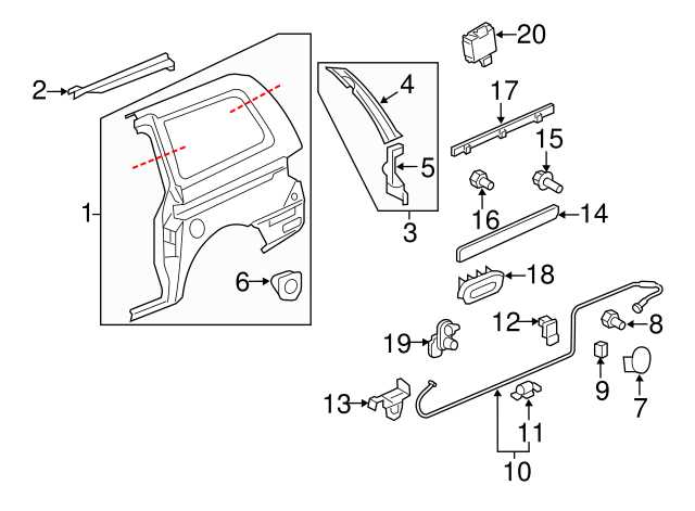 2005 honda odyssey sliding door parts diagram