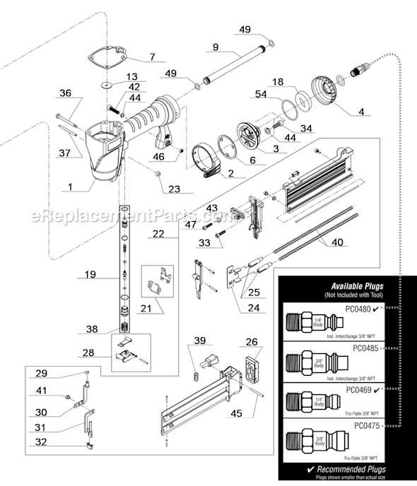 porter cable fn250a parts diagram