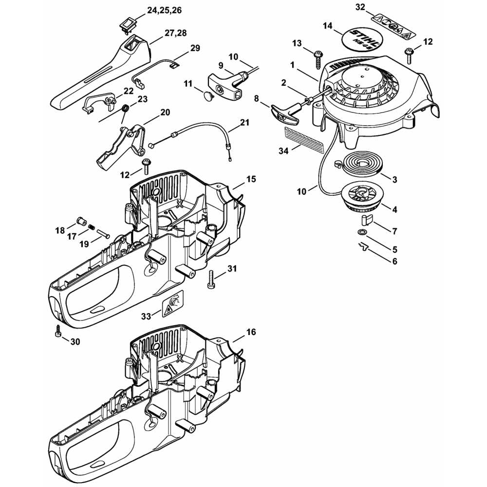 stihl hedge trimmer parts diagram