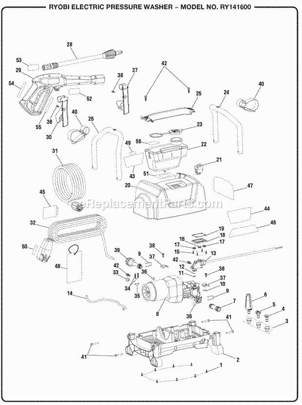 ryobi 2000 psi pressure washer parts diagram