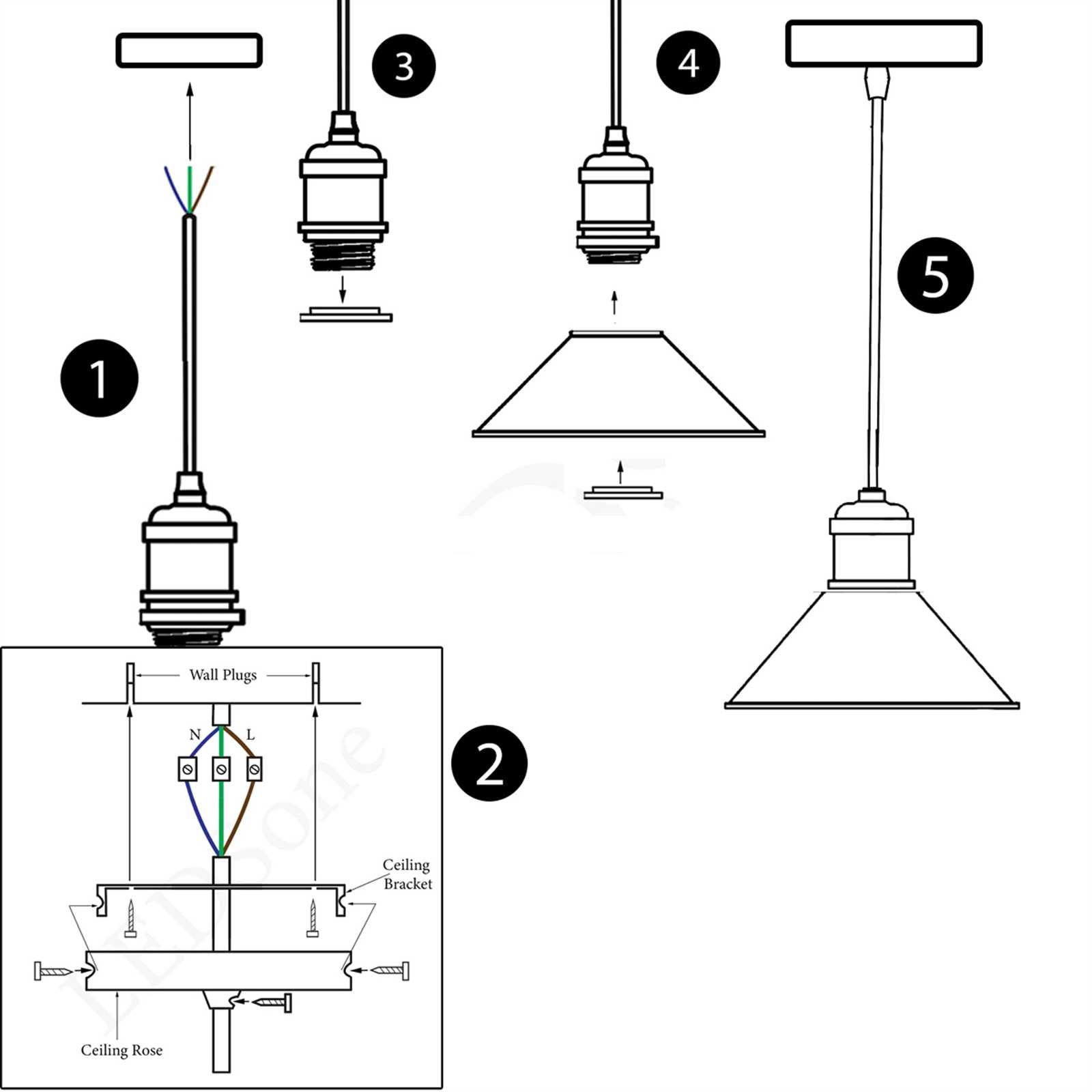 ceiling light fixture parts diagram