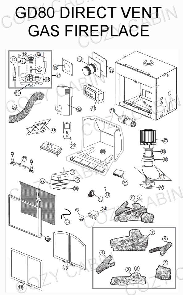 gas fireplace parts diagram