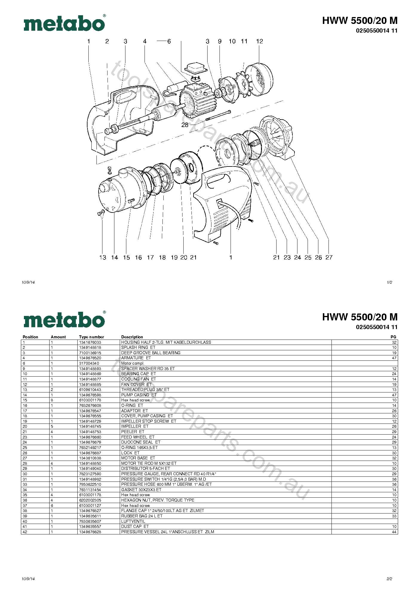 metabo grinder parts diagram