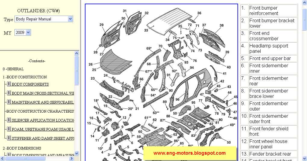 mitsubishi outlander parts diagram