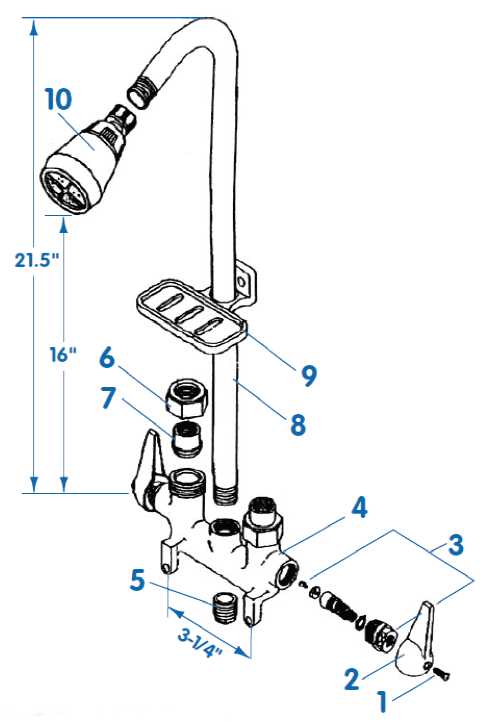 diagram shower faucet parts