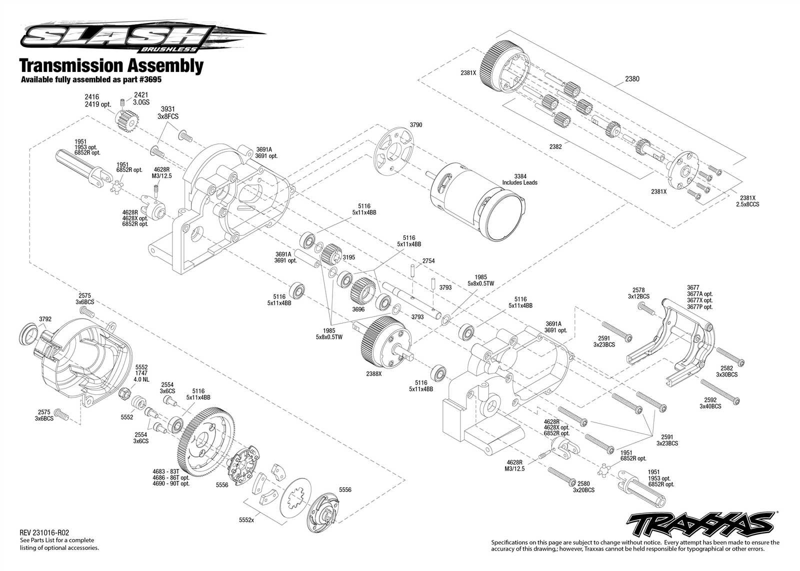 traxxas sledge parts diagram