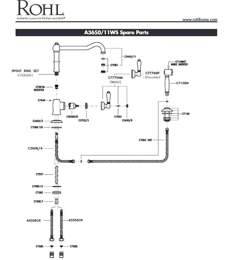 rohl faucet parts diagram