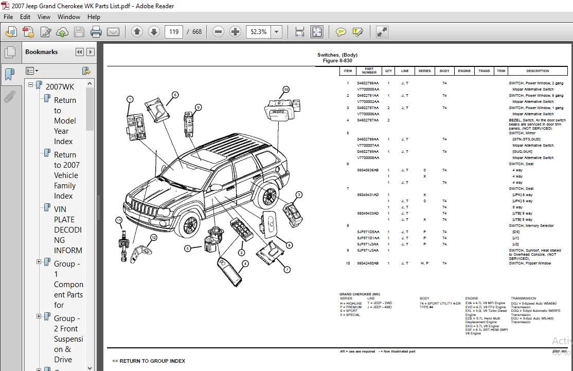 front end jeep grand cherokee parts diagram