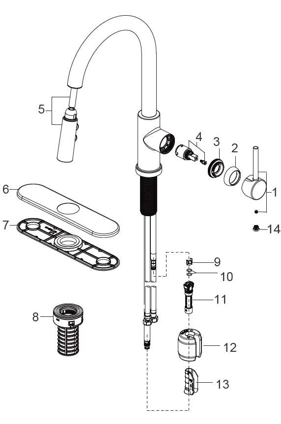 kitchen faucet parts diagram