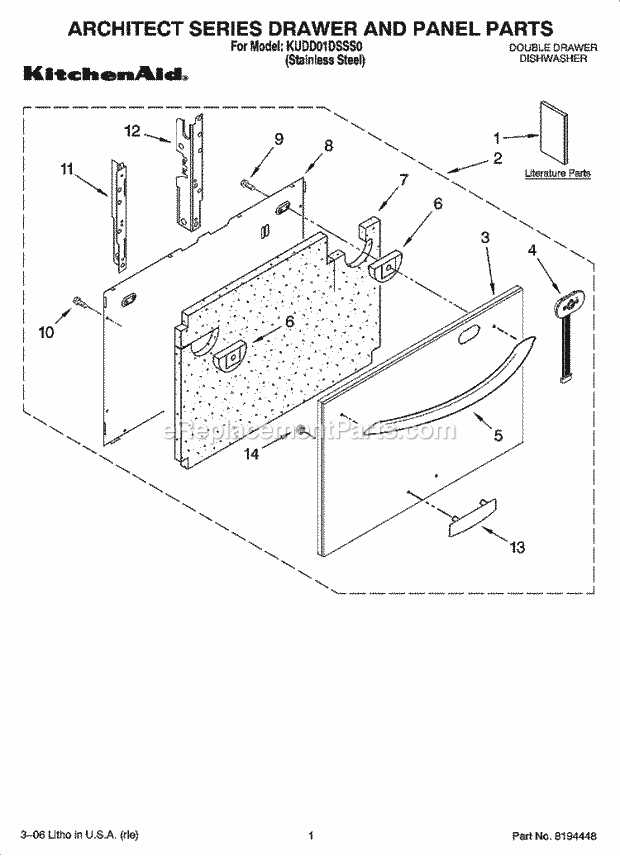 kitchenaid dishwasher diagrams parts