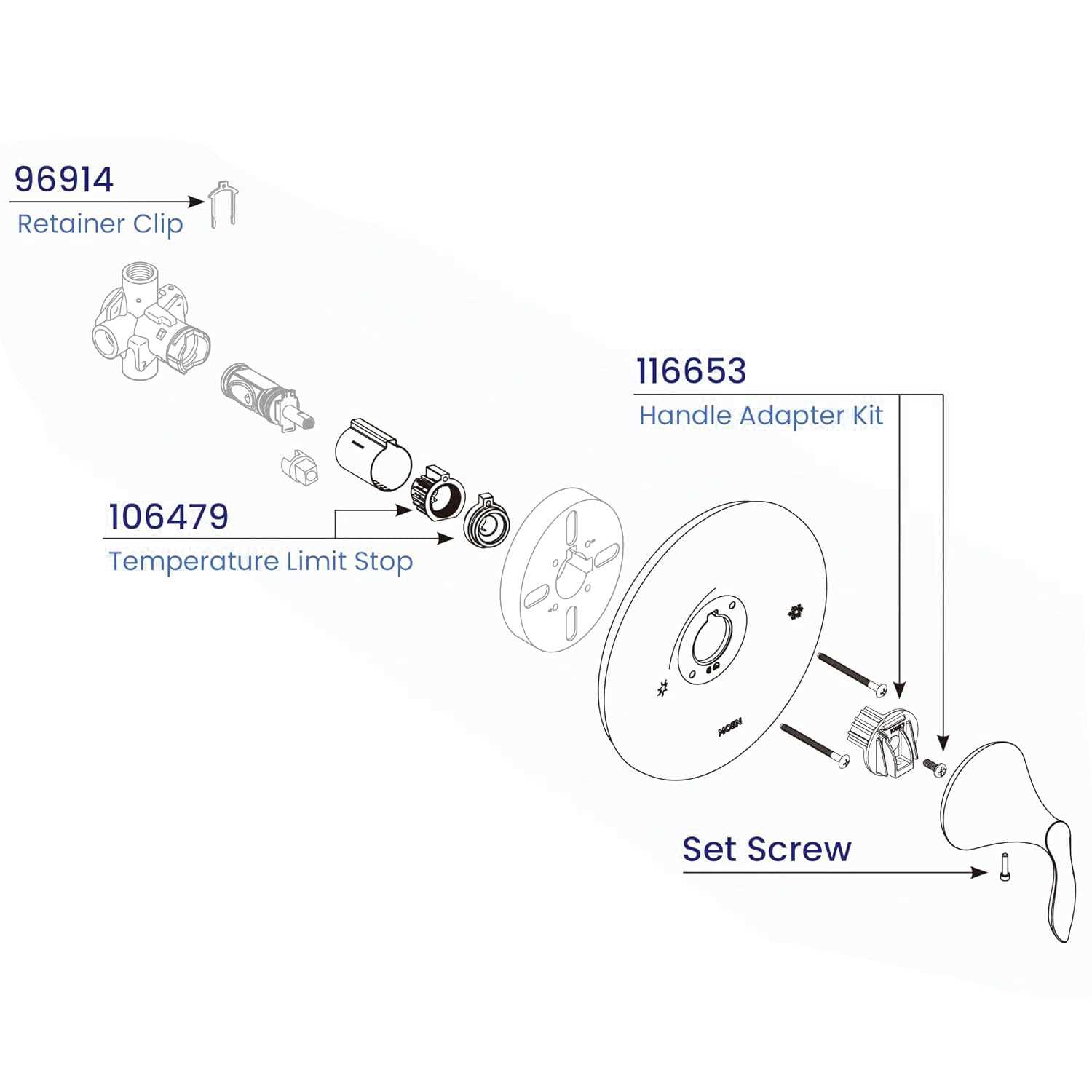 diagram of shower faucet parts