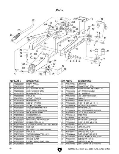 allied floor jack parts diagram