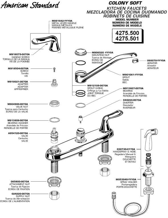 american standard kitchen faucet parts diagram