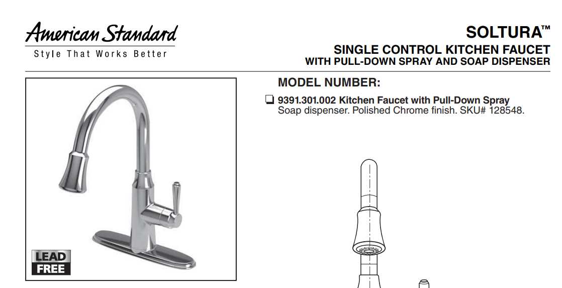 american standard kitchen faucet parts diagram