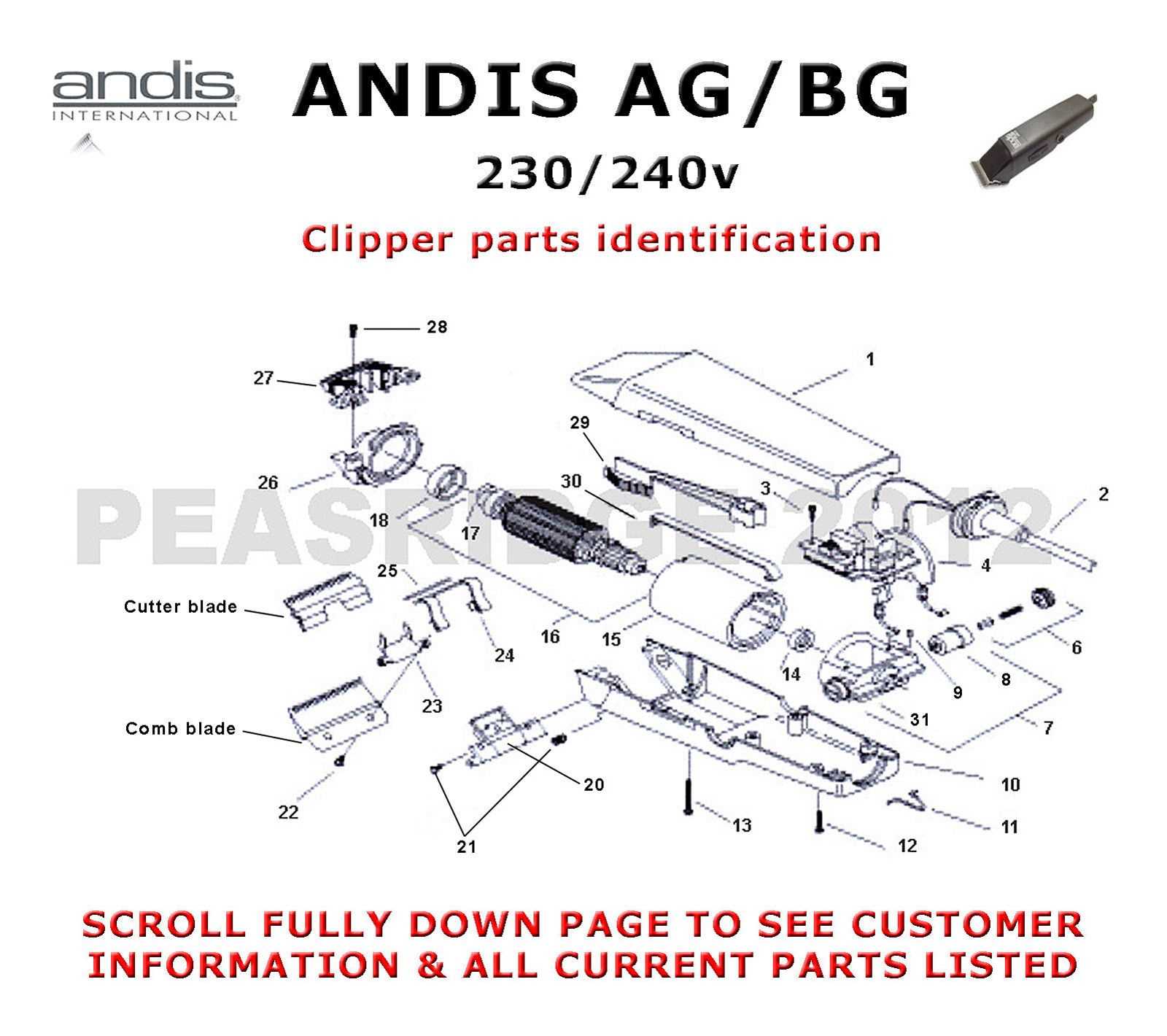 andis clipper parts diagram