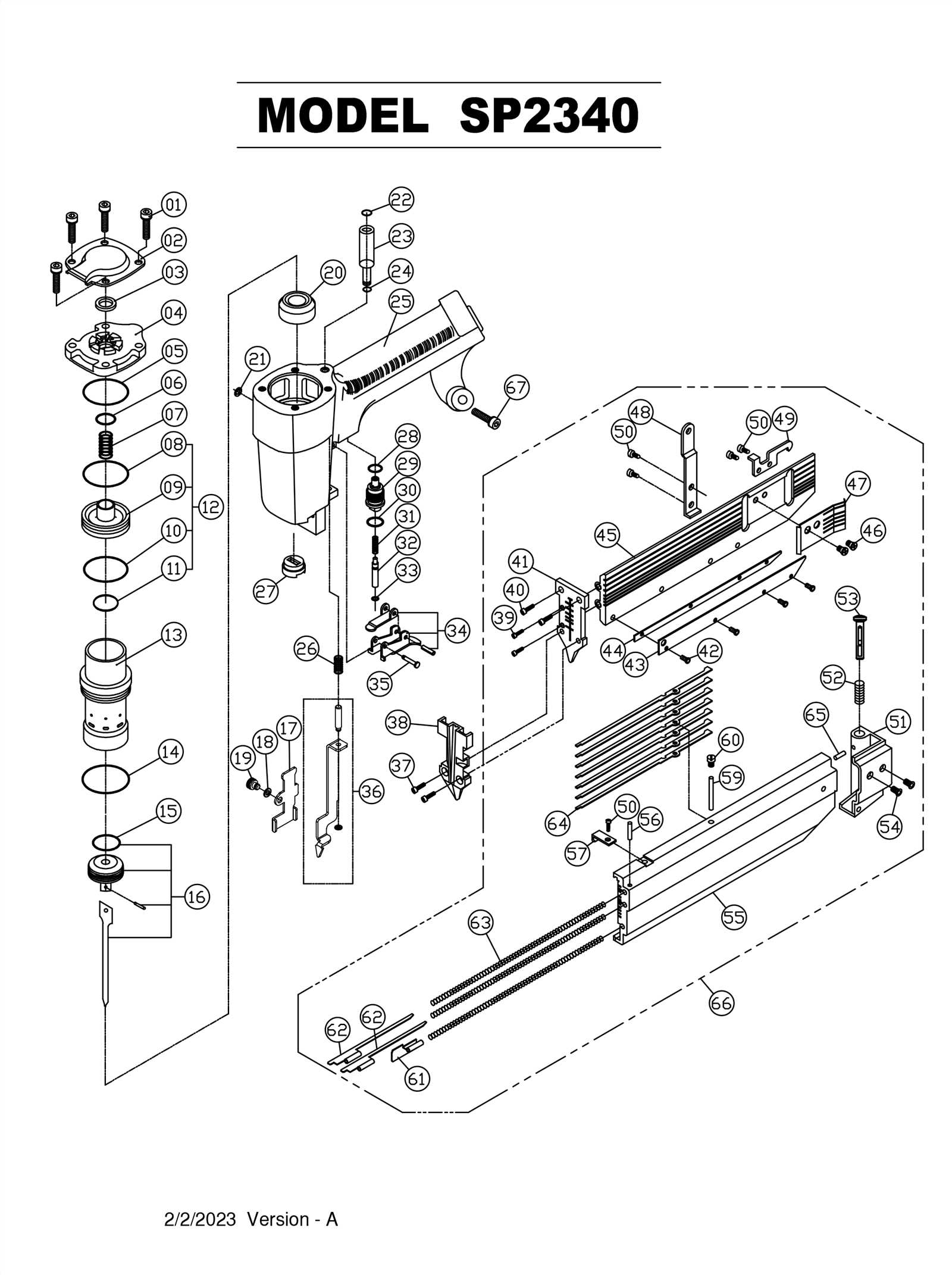 bostitch stapler parts diagram