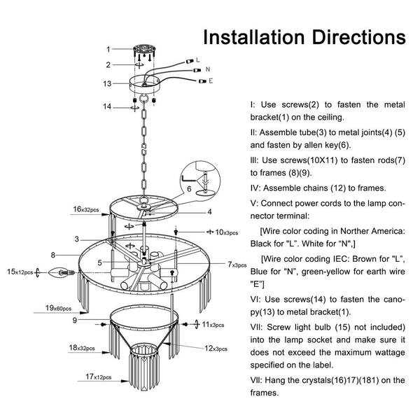 chandelier parts diagram