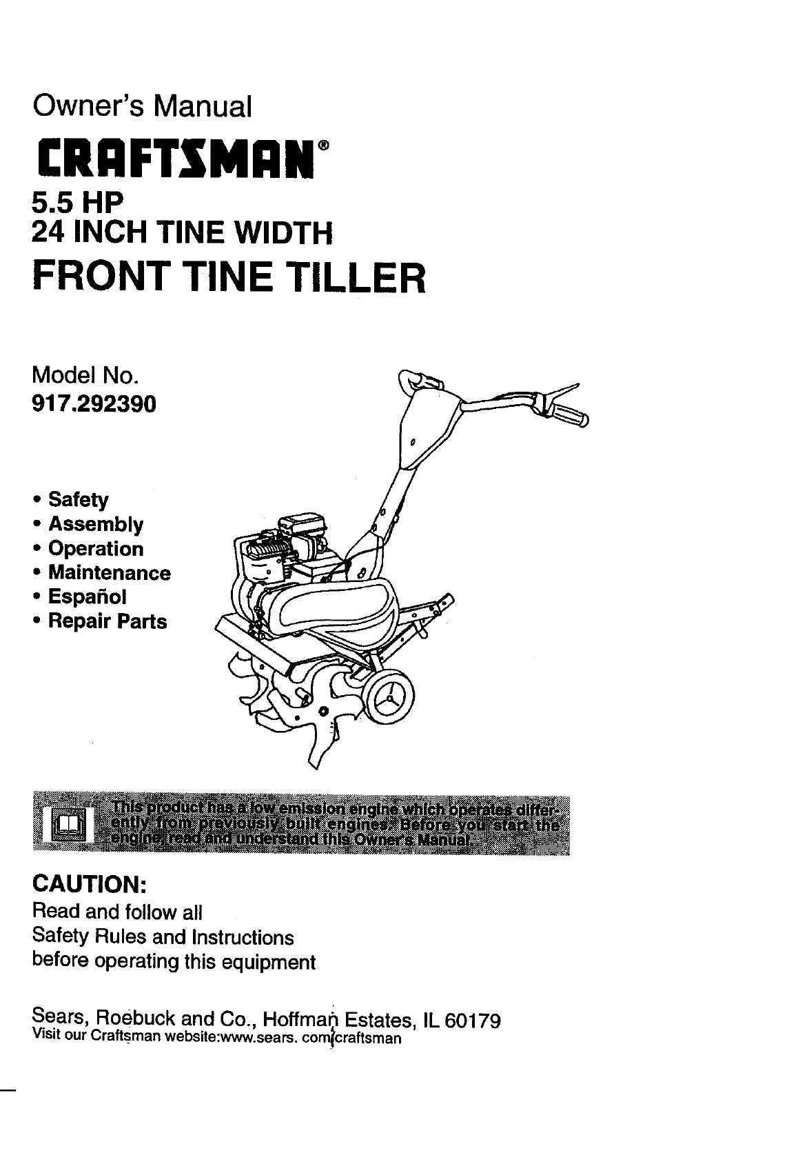 craftsman front tine tiller parts diagram