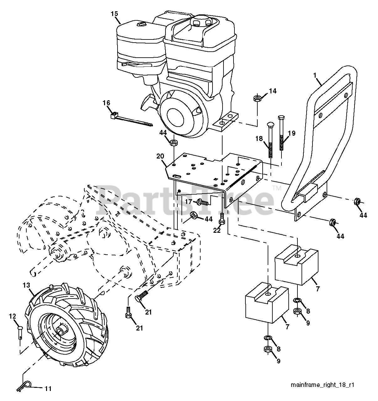 craftsman rear tine tiller parts diagram