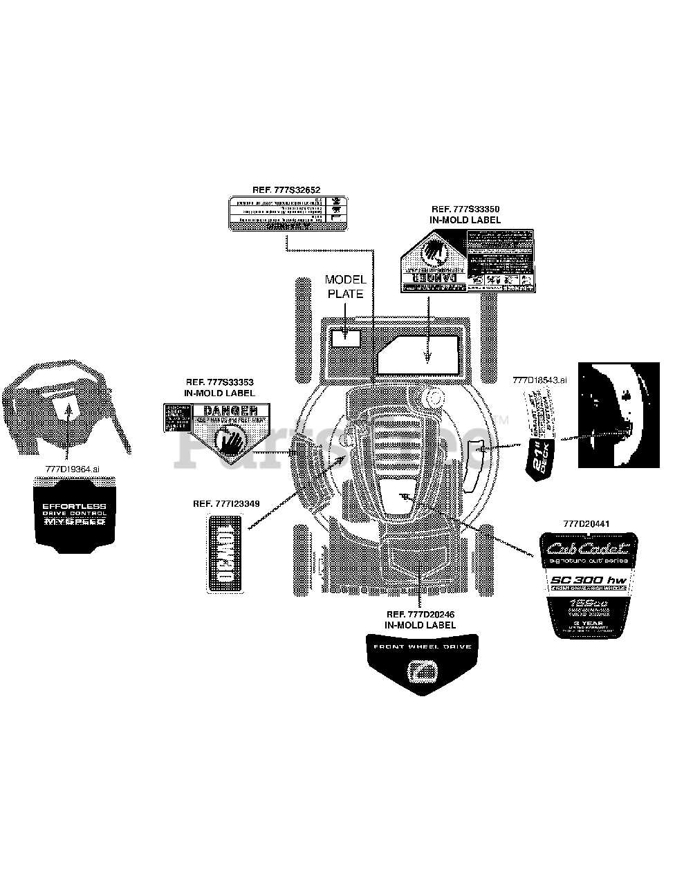 cub cadet sc 300 hw parts diagram