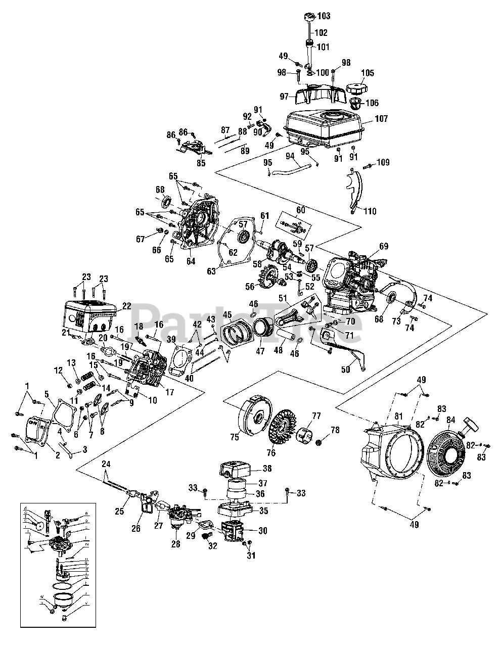 cub cadet tiller parts diagram