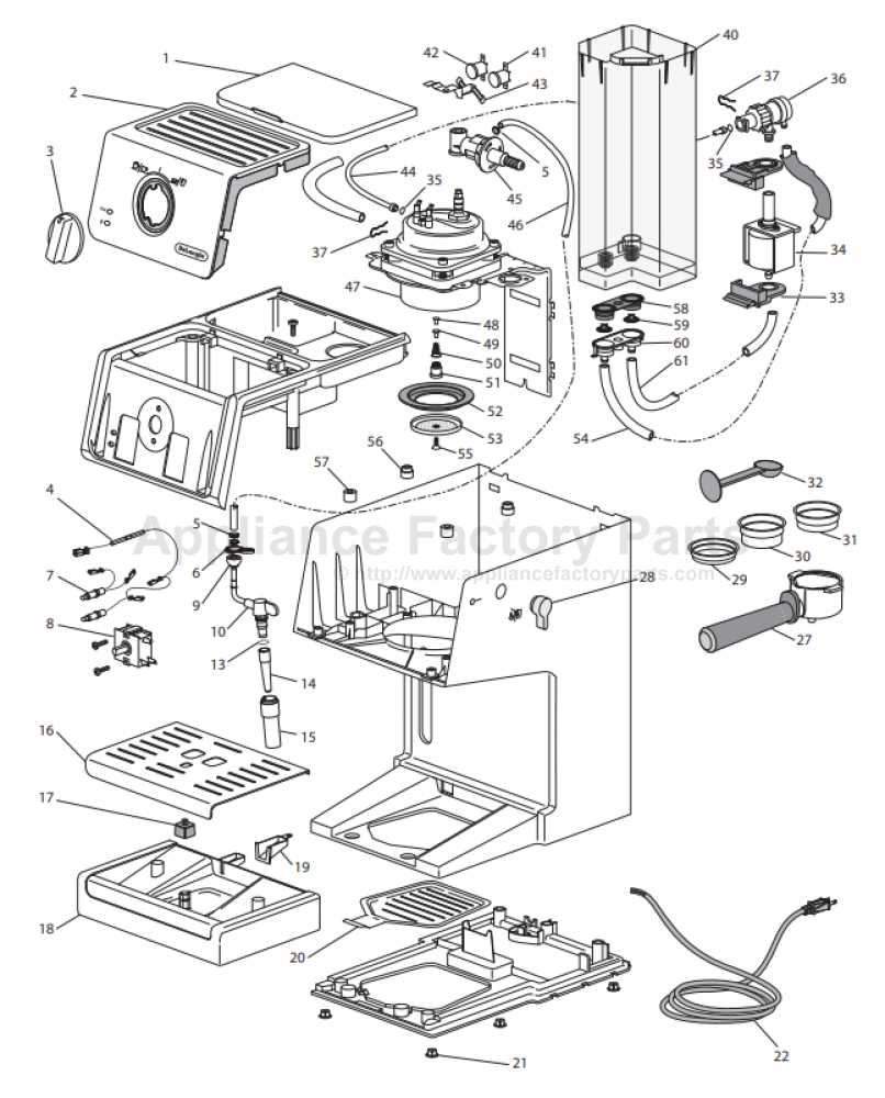 delonghi coffee machine parts diagram