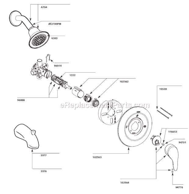 diagram of shower faucet parts