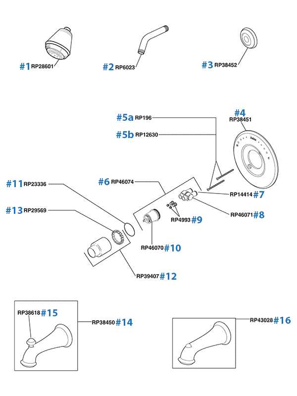 diagram of shower faucet parts