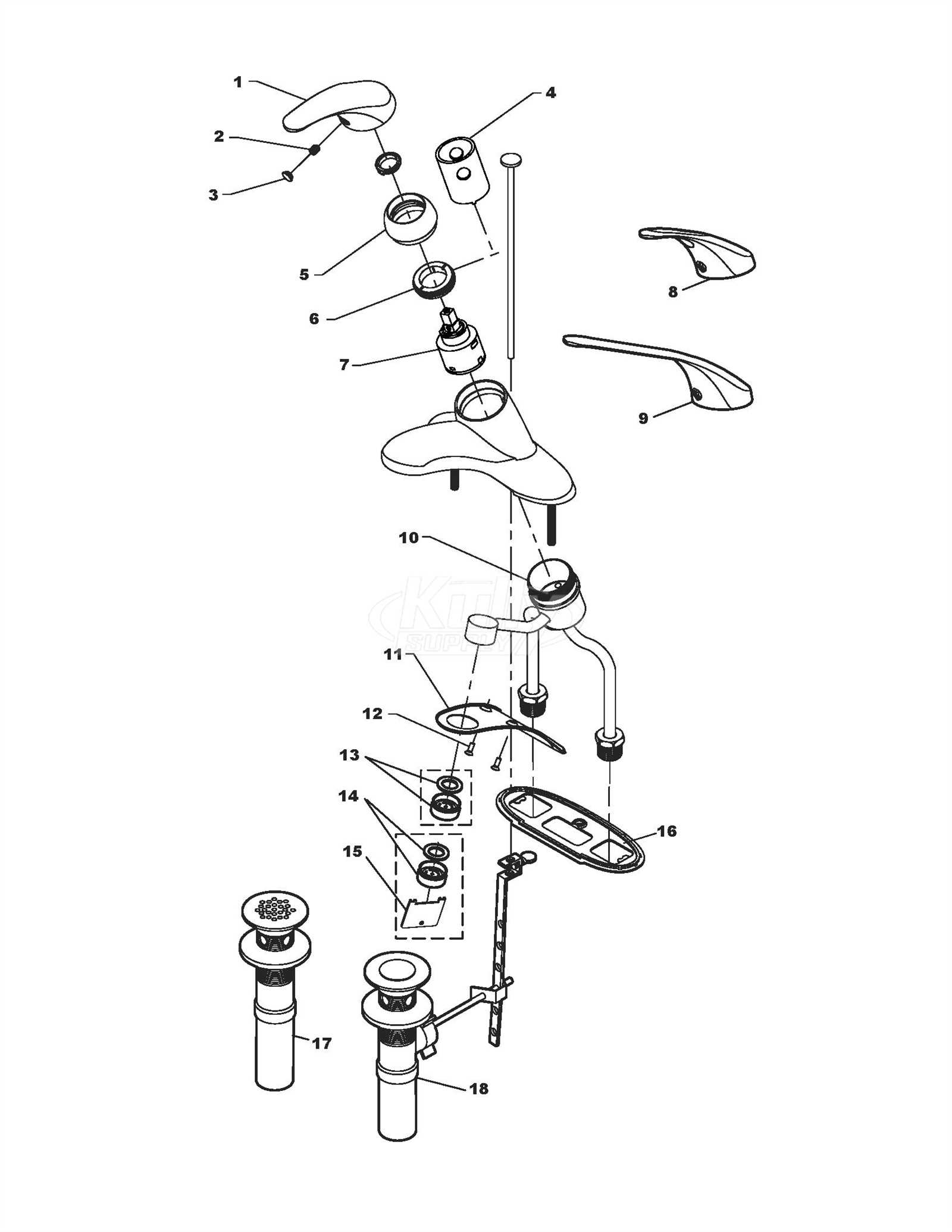 diagram of shower faucet parts