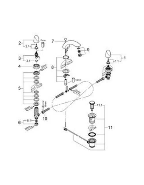 diagram shower faucet parts