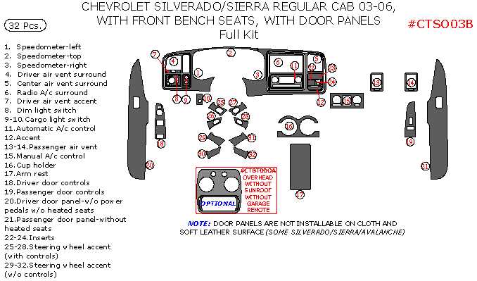 door silverado chevy silverado interior parts diagram