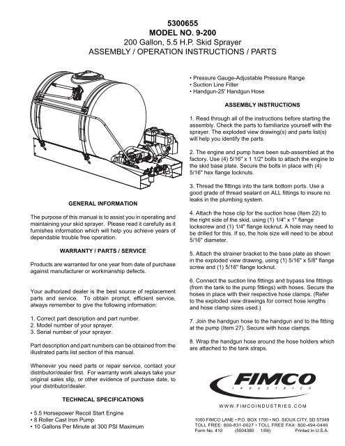 fimco 25 gallon sprayer parts diagram