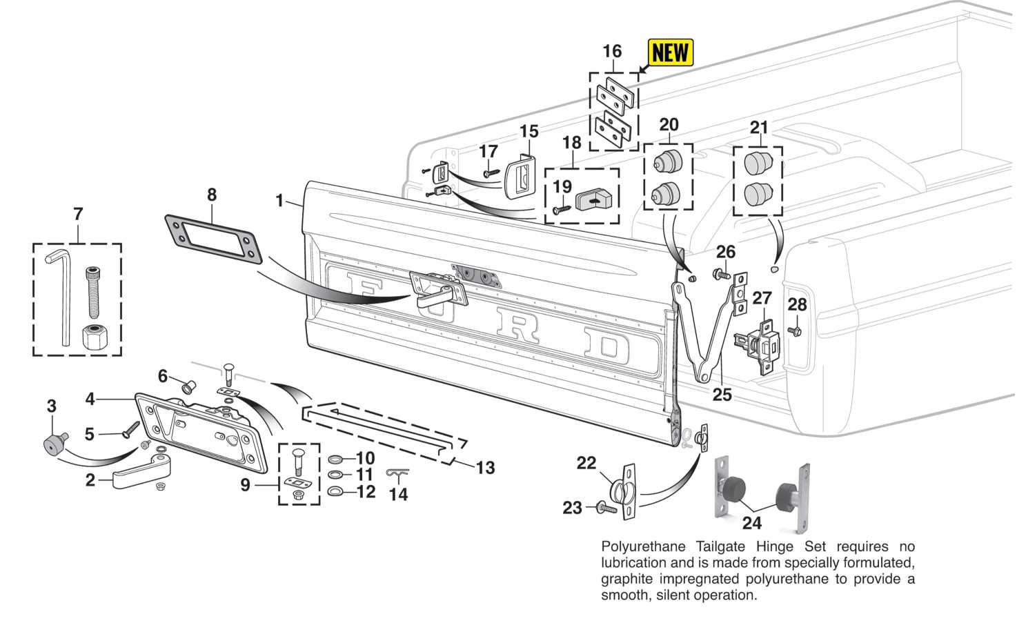 ford f350 tailgate parts diagram