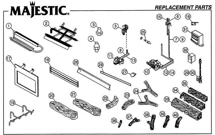 gas fireplace parts diagram