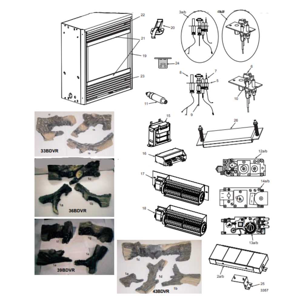 gas fireplace parts diagram