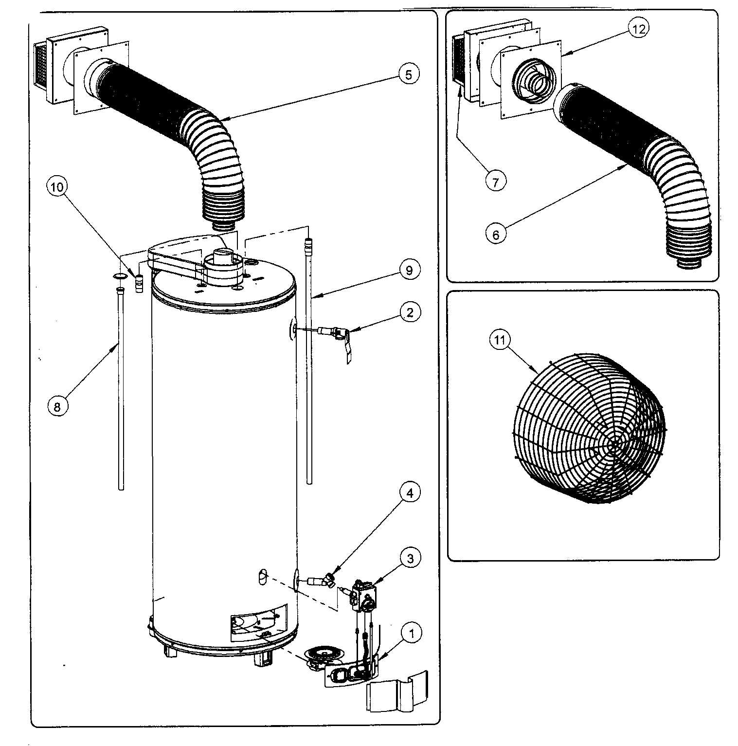 gas water heater parts diagram