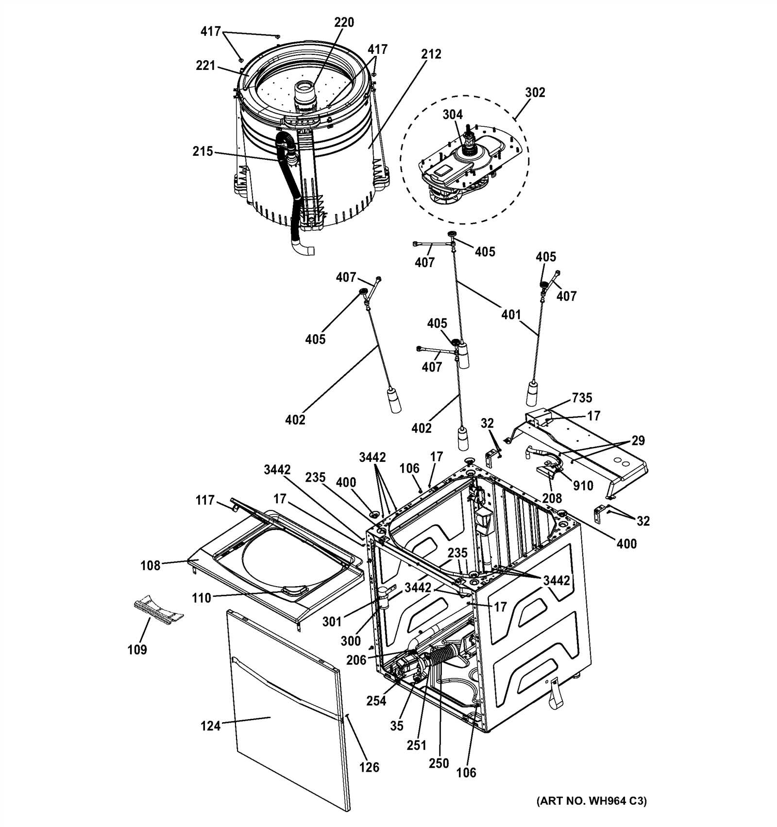 ge washing machine parts diagram