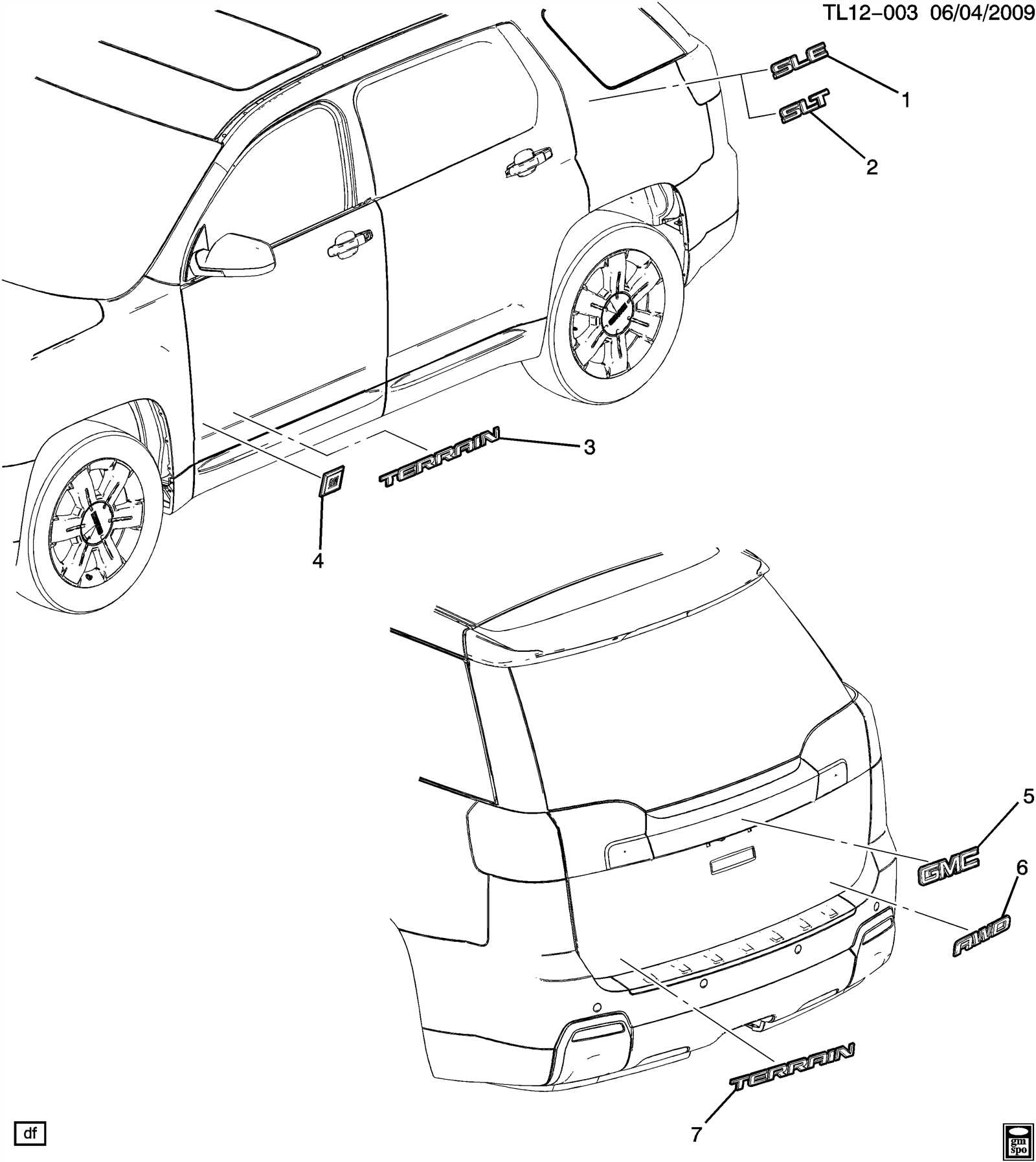 gmc terrain body parts diagram