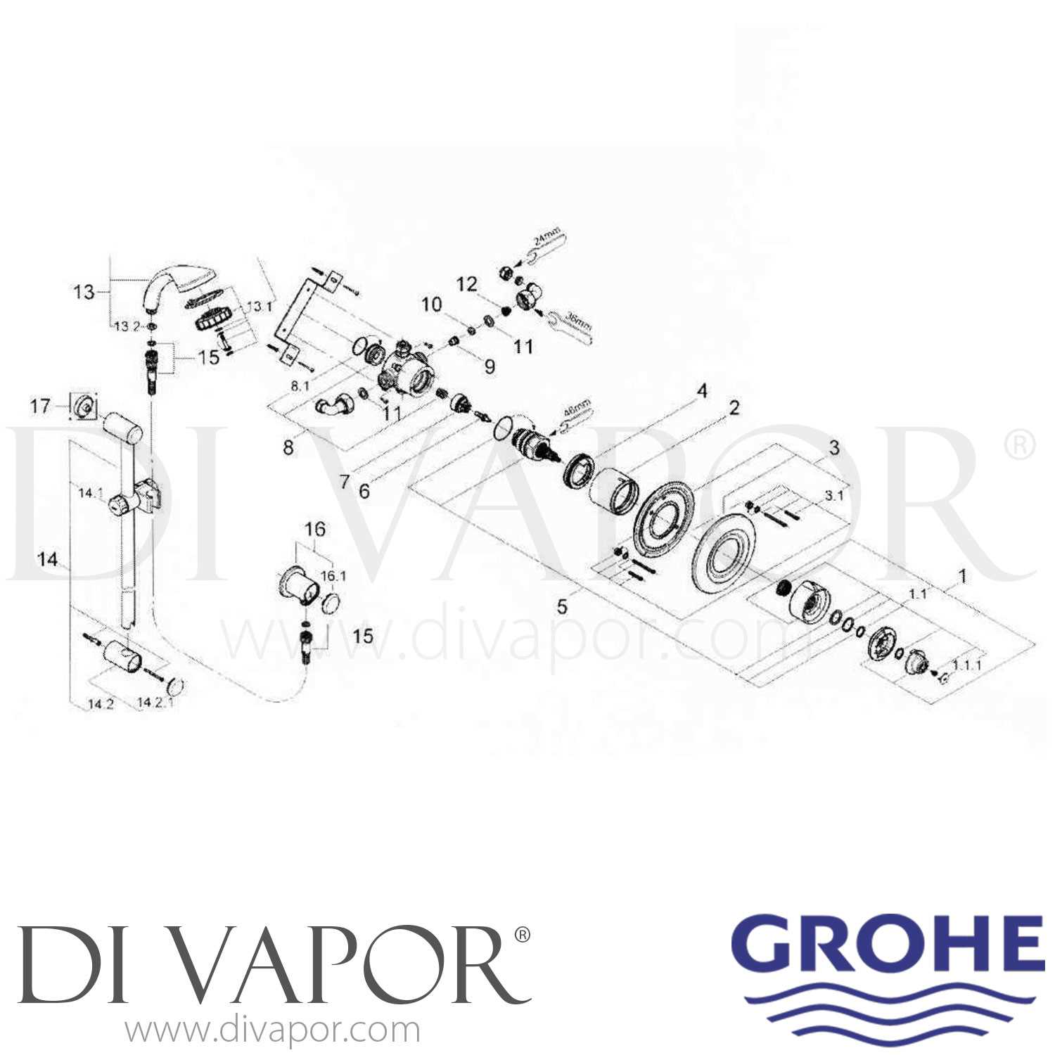 grohe shower parts diagram