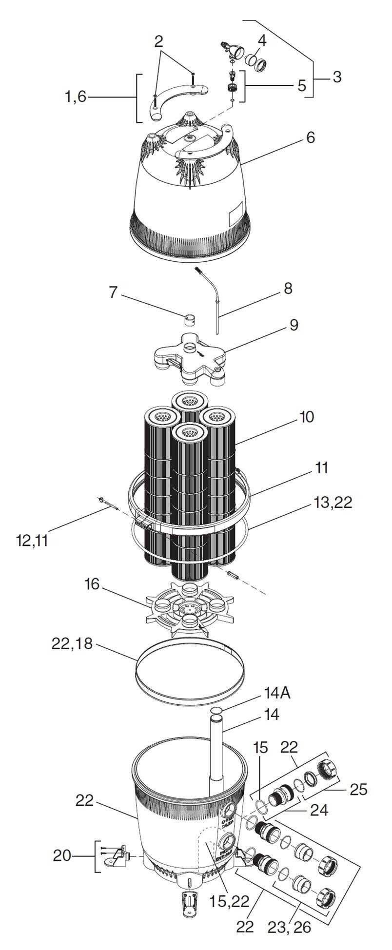 hayward cartridge filter parts diagram