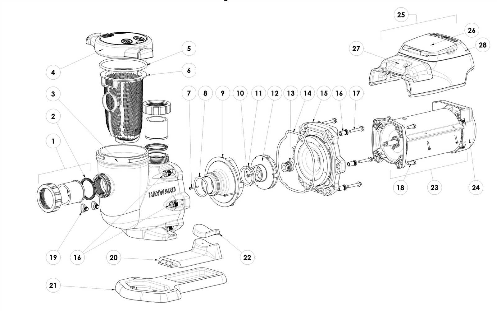 hayward super ii pump parts diagram