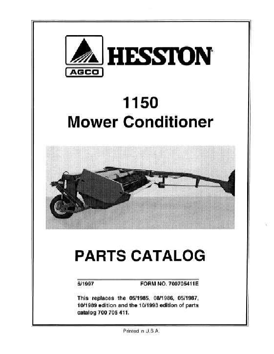 hesston 1120 haybine parts diagram