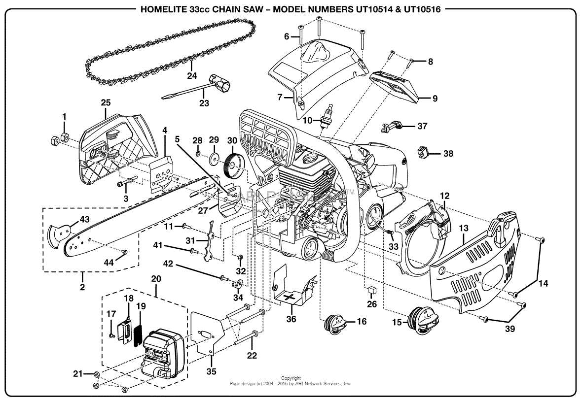 homelite chainsaw parts diagram