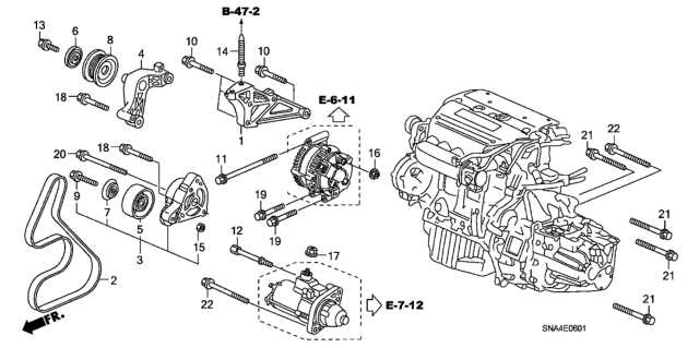 honda civic engine parts diagram