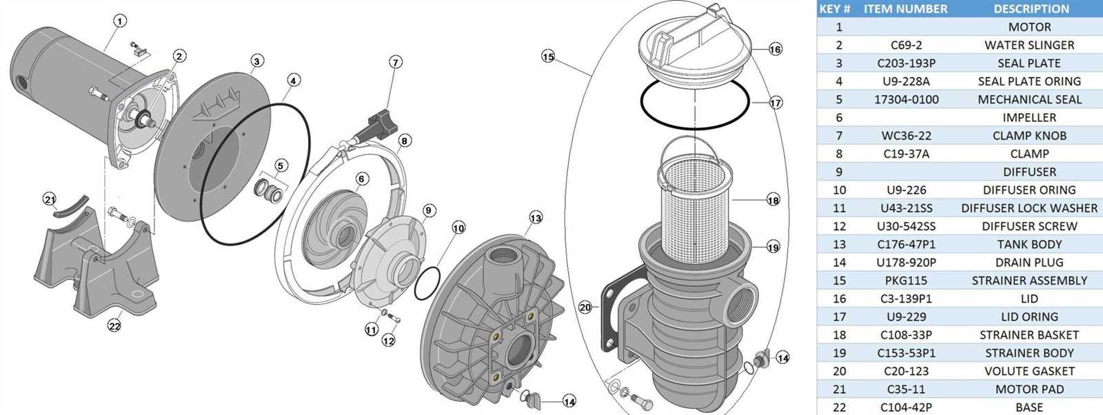 inground pool parts diagram