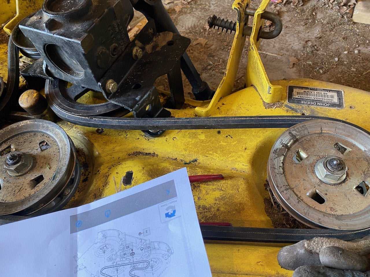 john deere 345 48 mower deck parts diagram