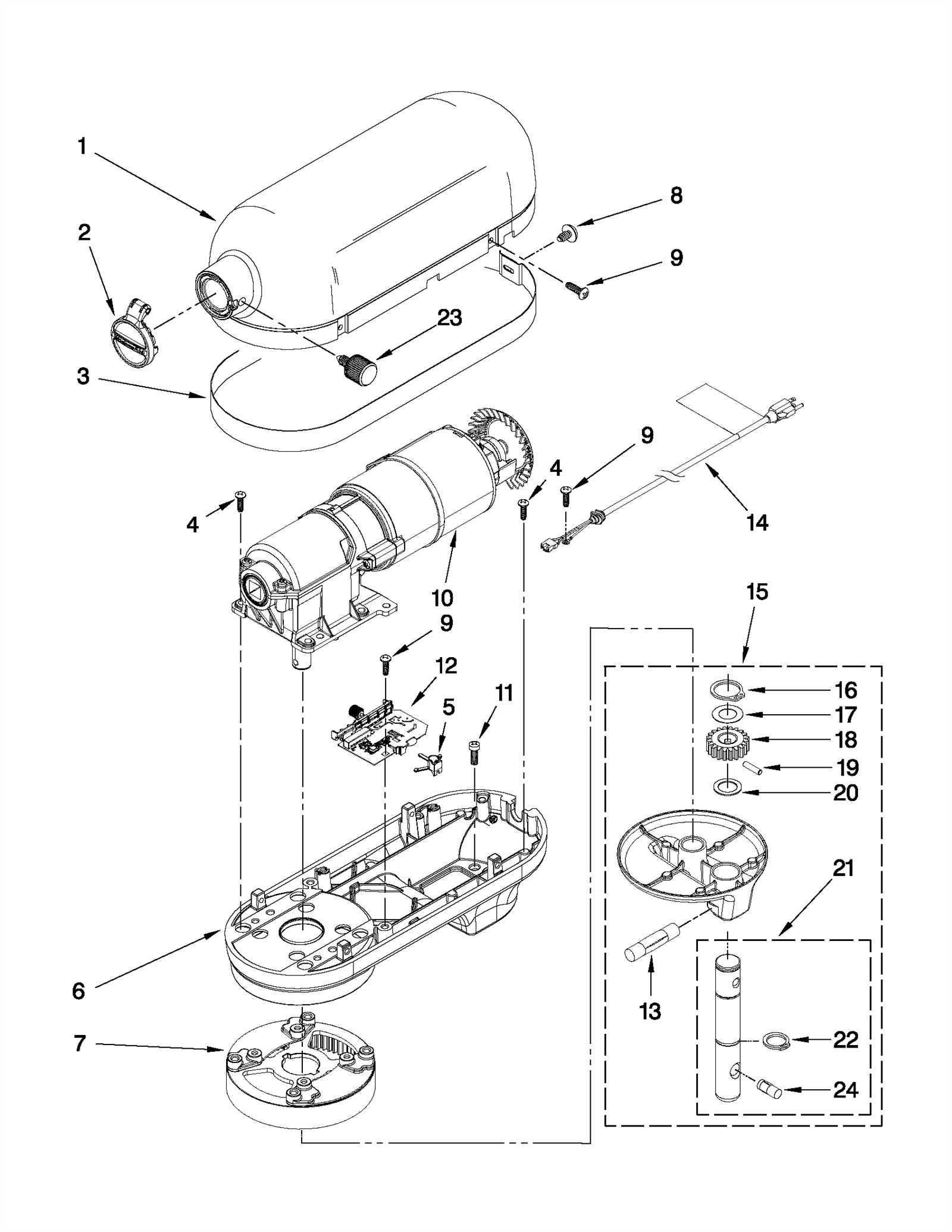 kitchen aid mixer parts diagram