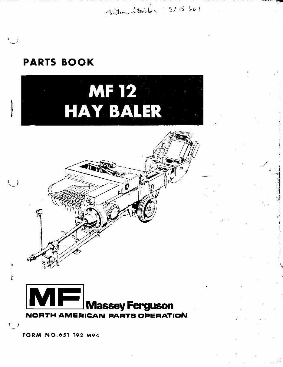 massey ferguson 12 baler parts diagram